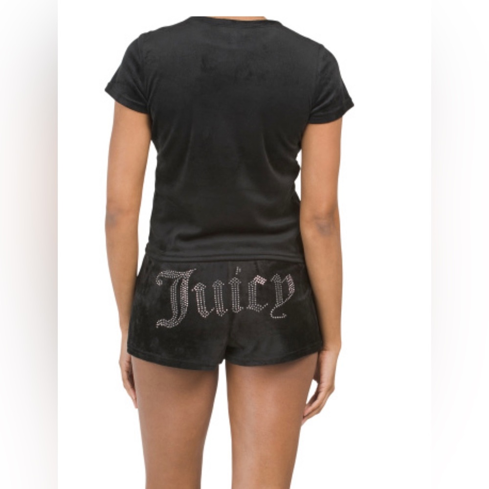 Juicy Couture sleepwear size L Velvet Fleece Short Sleeve Lounge Set Rhinestone